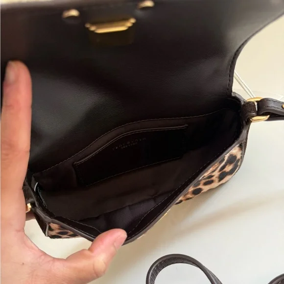 NWT , tory burch Britten Haircalf Mini Top Handle crossbody in brown 149652 - Picture 7 of 12